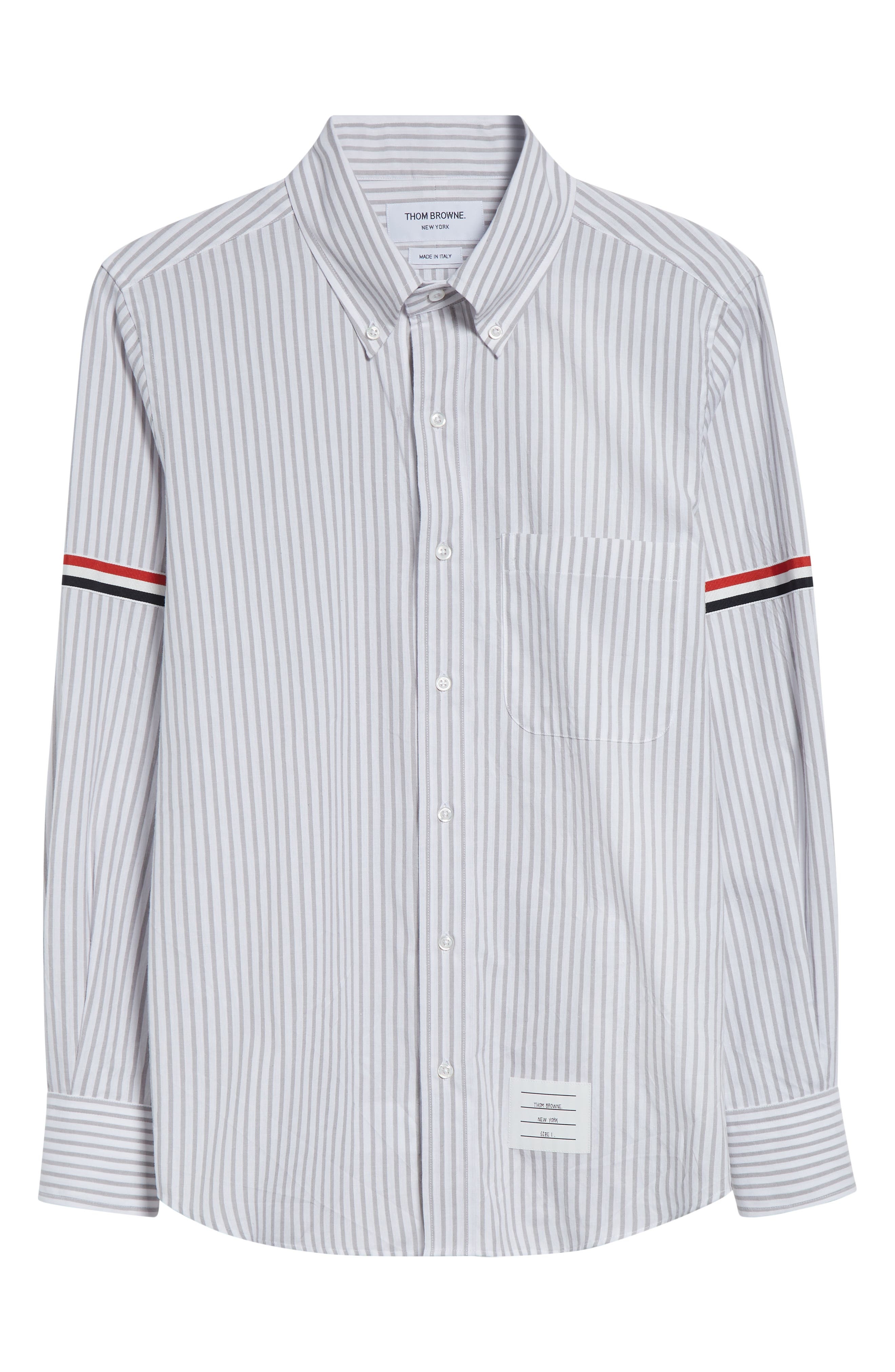 Thom Browne Armband Stripe Cotton Button-Down Shirt in Medium Grey at Nordstrom - 5
