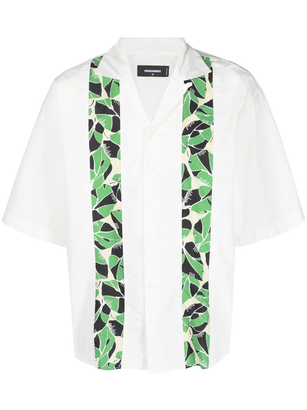 leaf-print short-sleeve shirt - 1