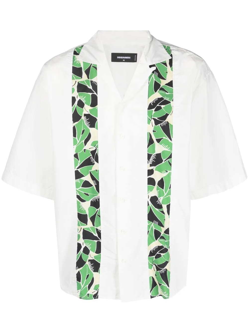 leaf-print short-sleeve shirt - 1