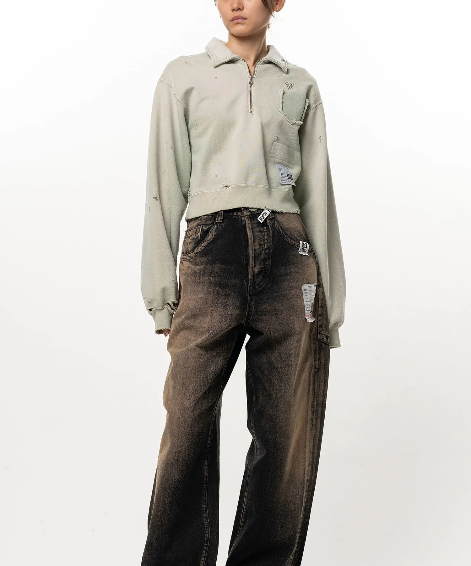 Sun Faded Like Cropped Collared Sweatshirt - 1