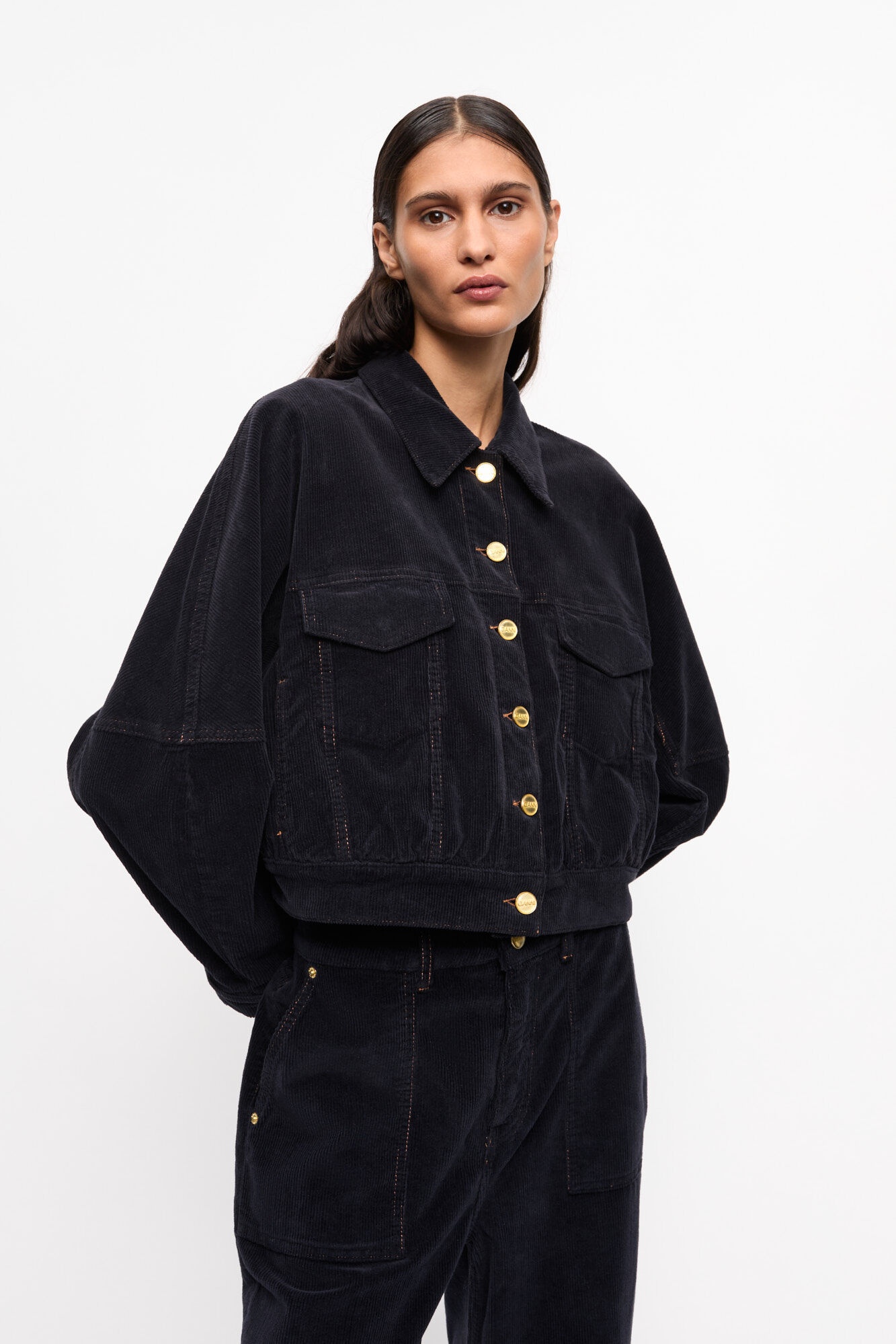 BLUE WASHED CORDUROY BOMBER JACKET - 2