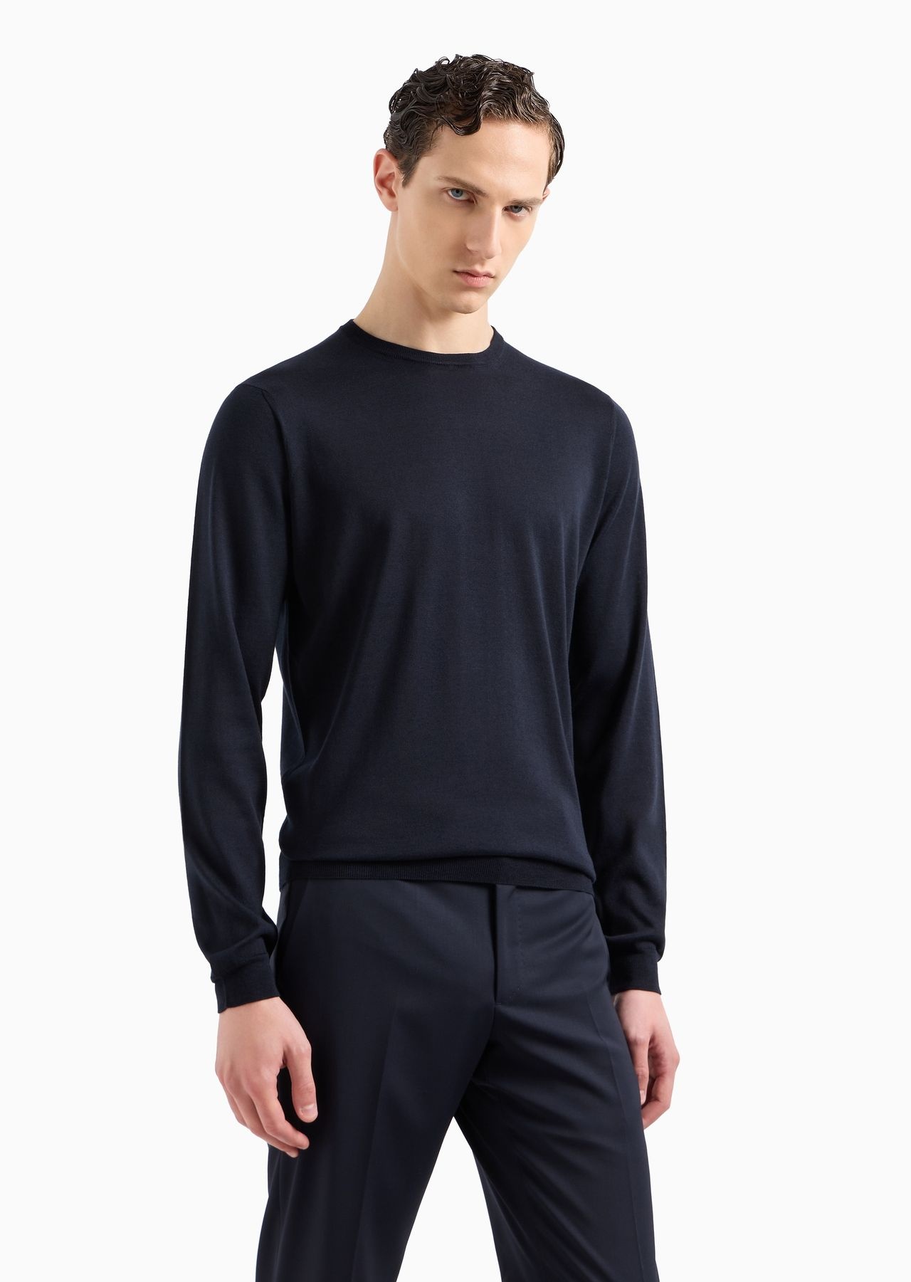 Long-sleeved, crew-neck jumper in silk and cotton - 2