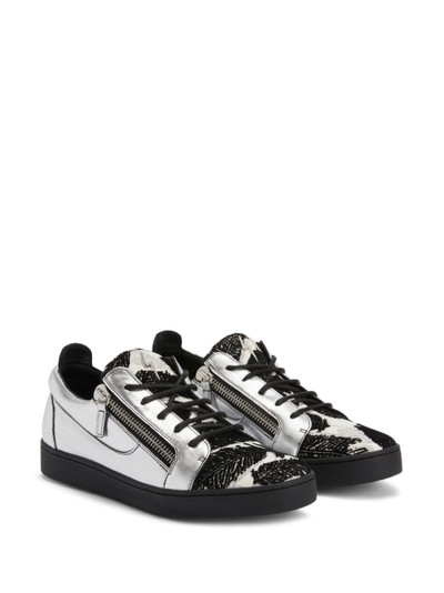 Giuseppe Zanotti Frankie leaf-embroidered leather sneakers outlook