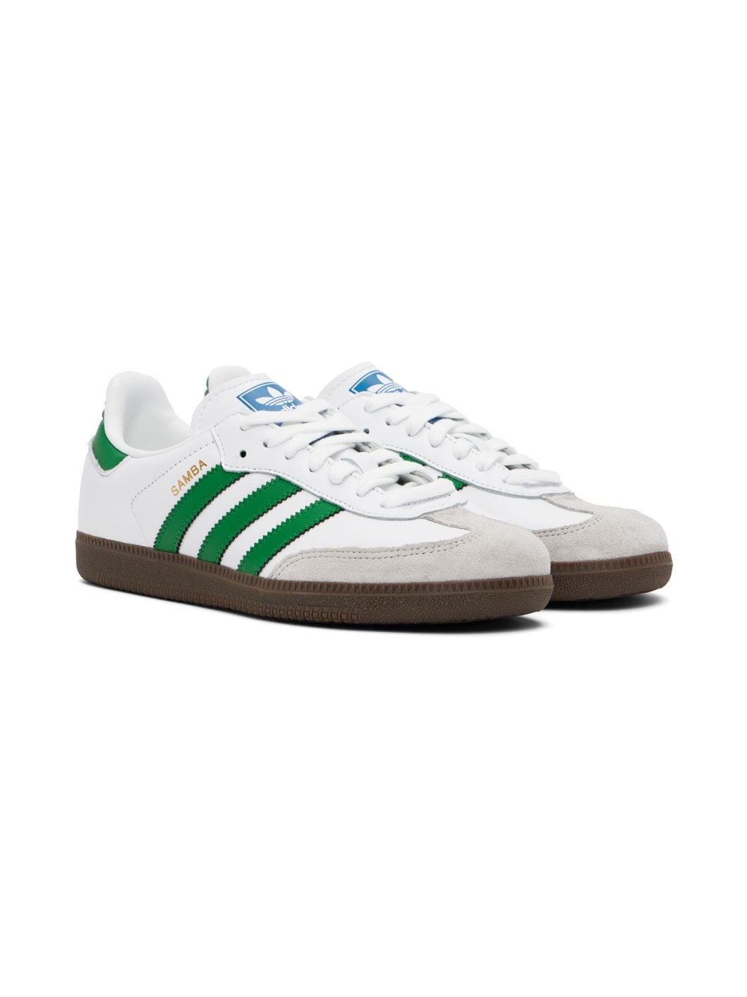White & Green Samba OG Sneakers - 4