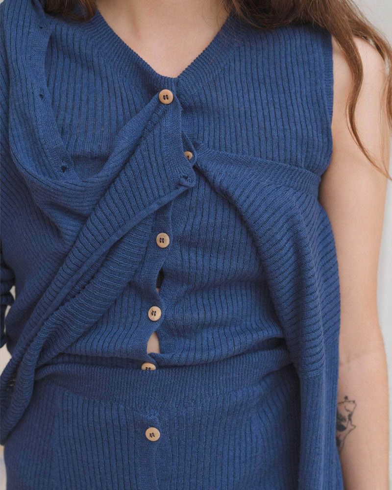 BASERANGE Drip Top - Linen Seacell Rib outlook