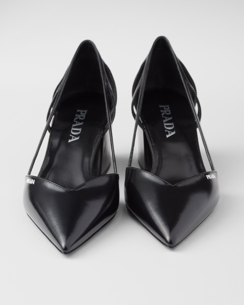 Brushed leather cut-out pumps 5