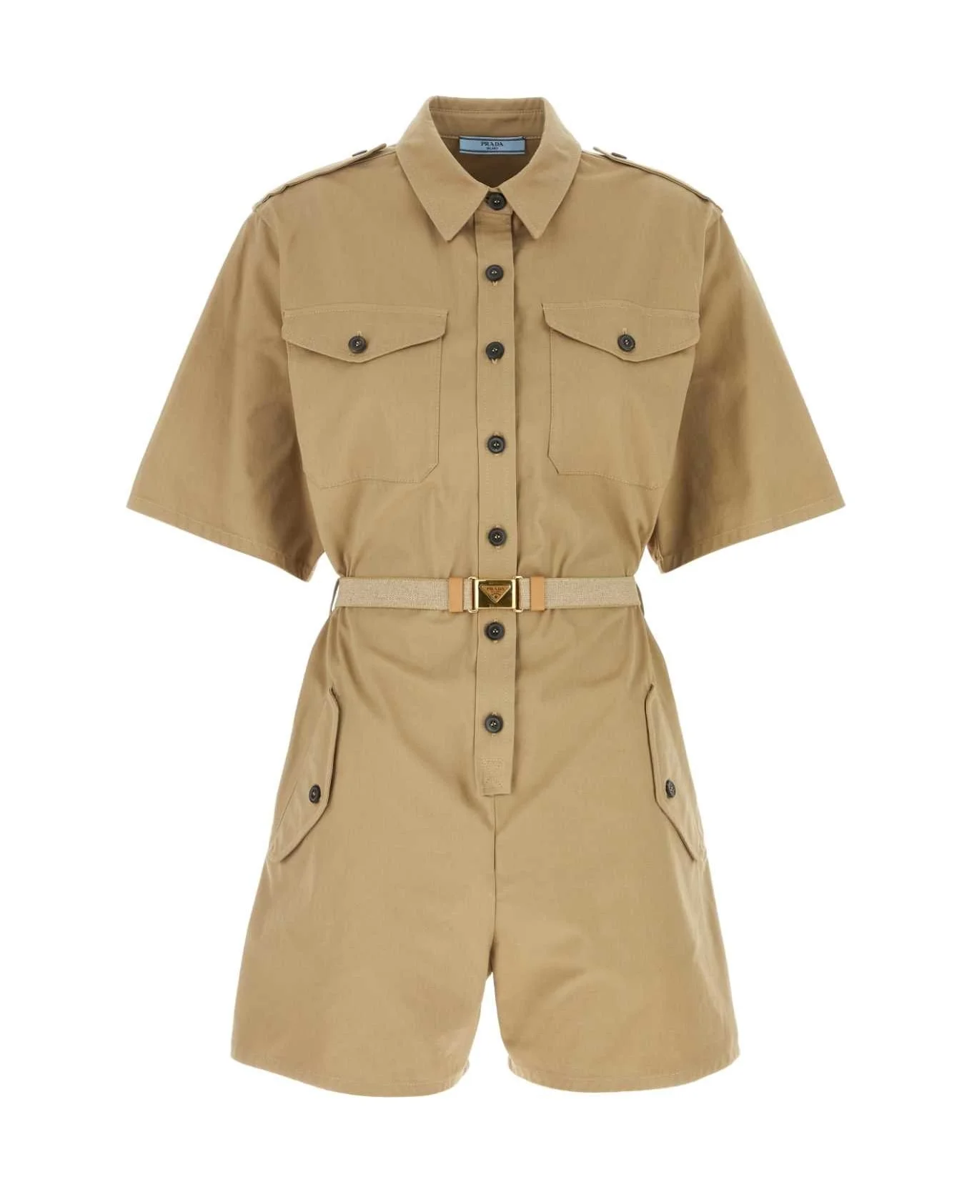 Khaki Cotton Jumpsuit - 1