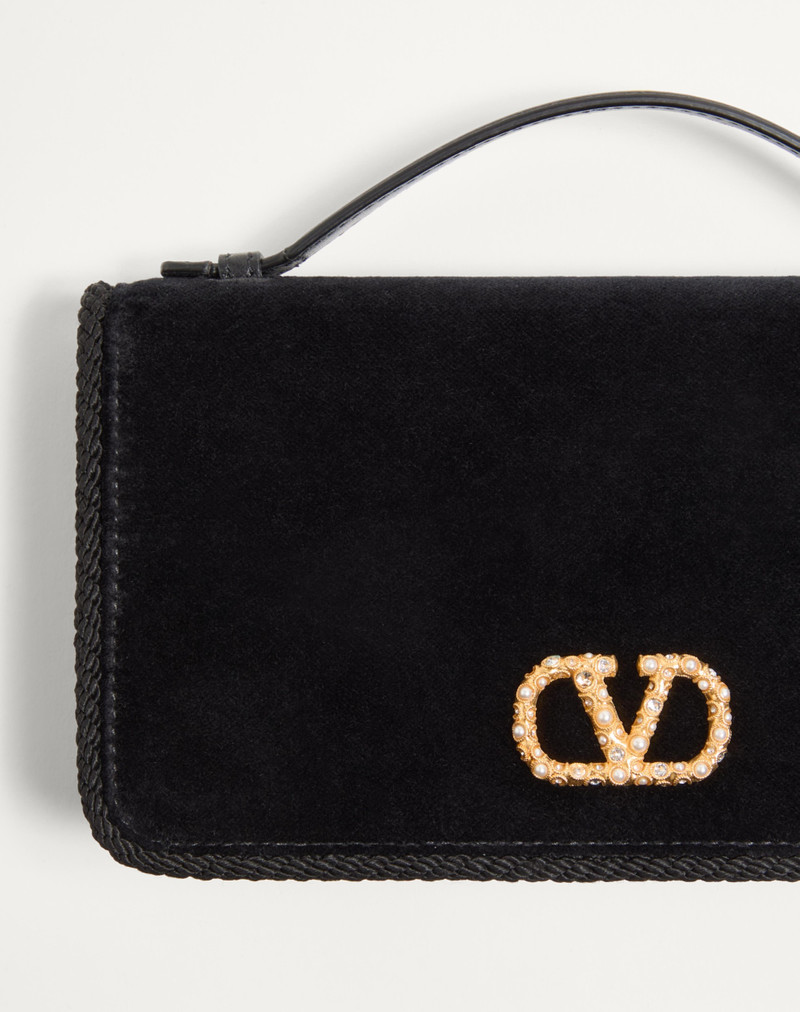 VLOGO SIGNATURE VELVET CHAIN WALLET WITH JEWEL LOGO 8