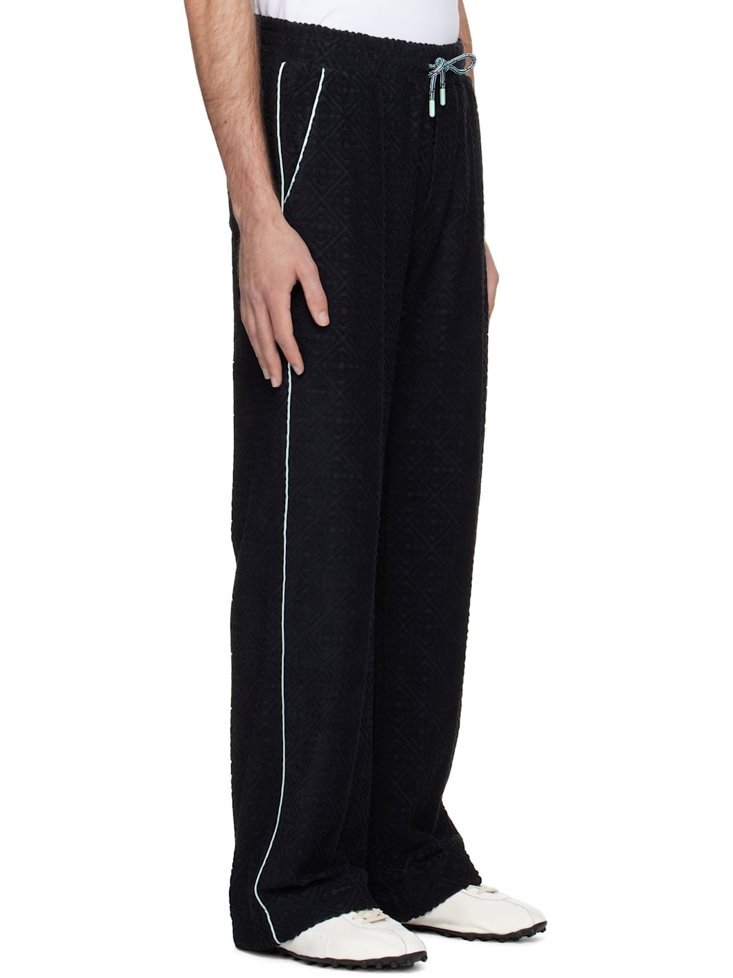 Black Monogram Jacquard Towelling Sweatpants - 2