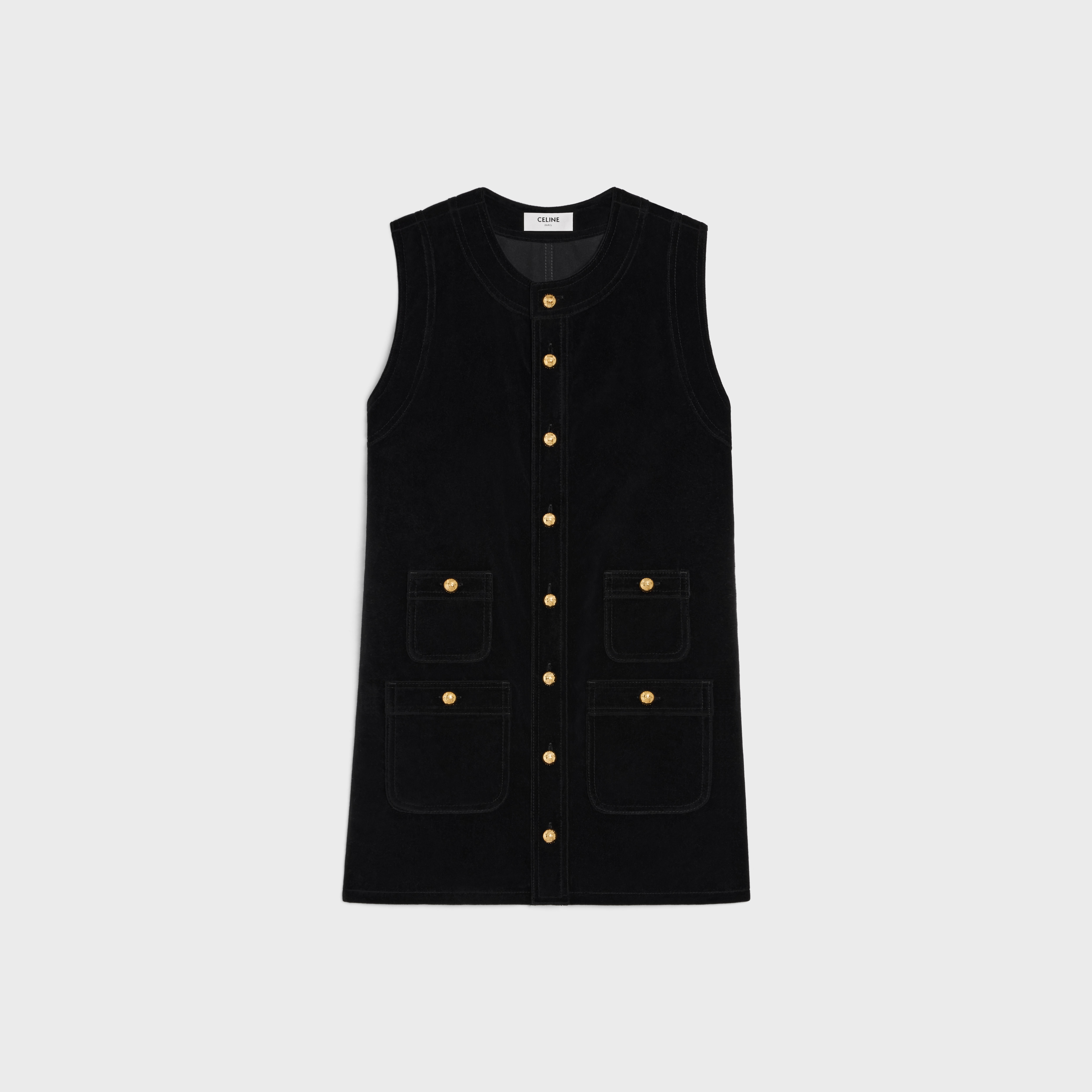 trapeze mini dress in velvet - 1
