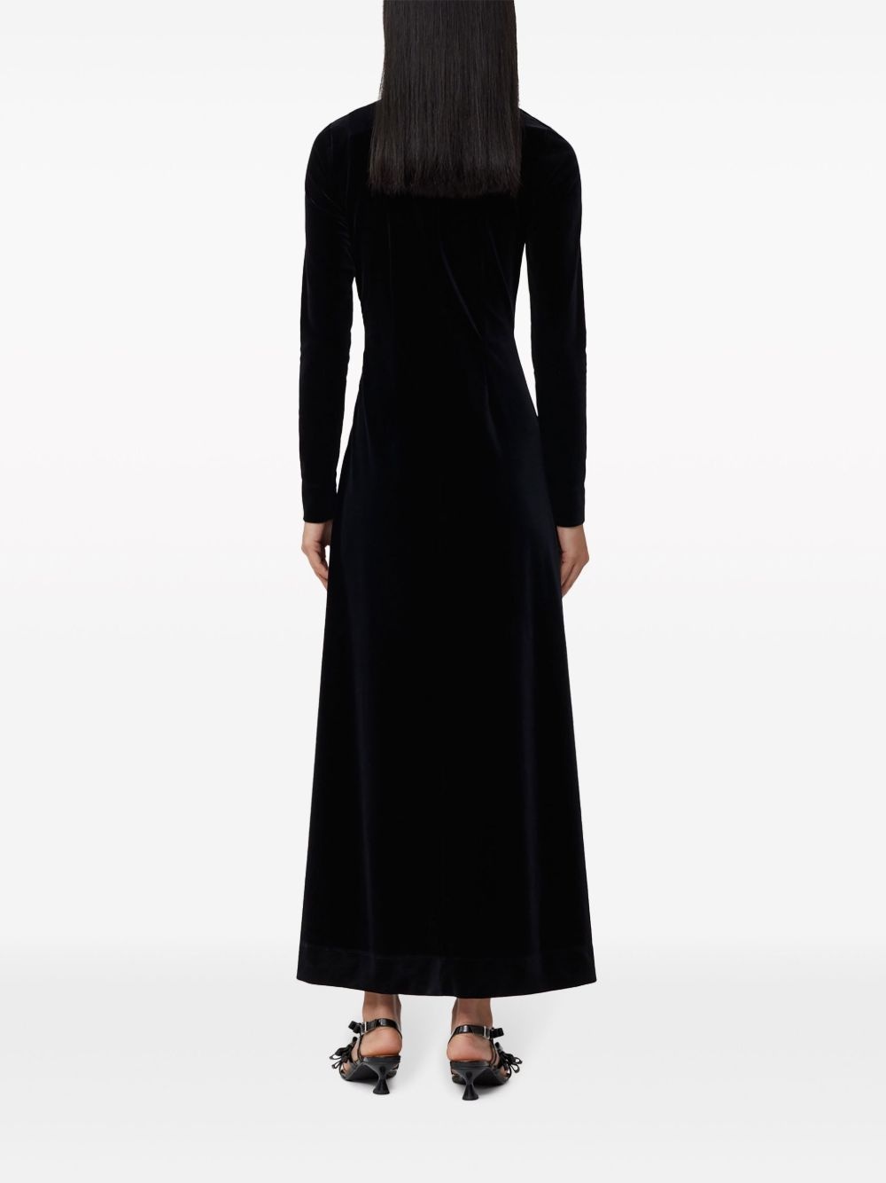 ruched velvet maxi dress - 4