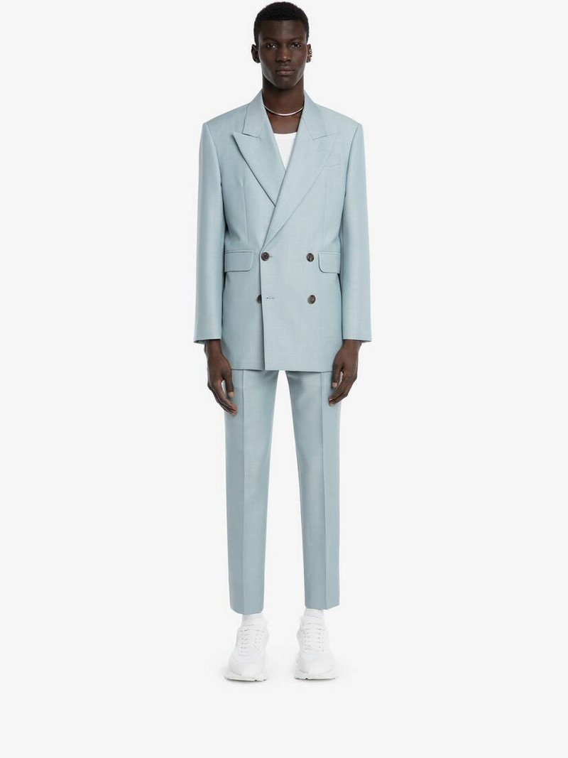 Alexander McQueen Double-breasted Wool Mohair Jacket in Paradise Blue outlook