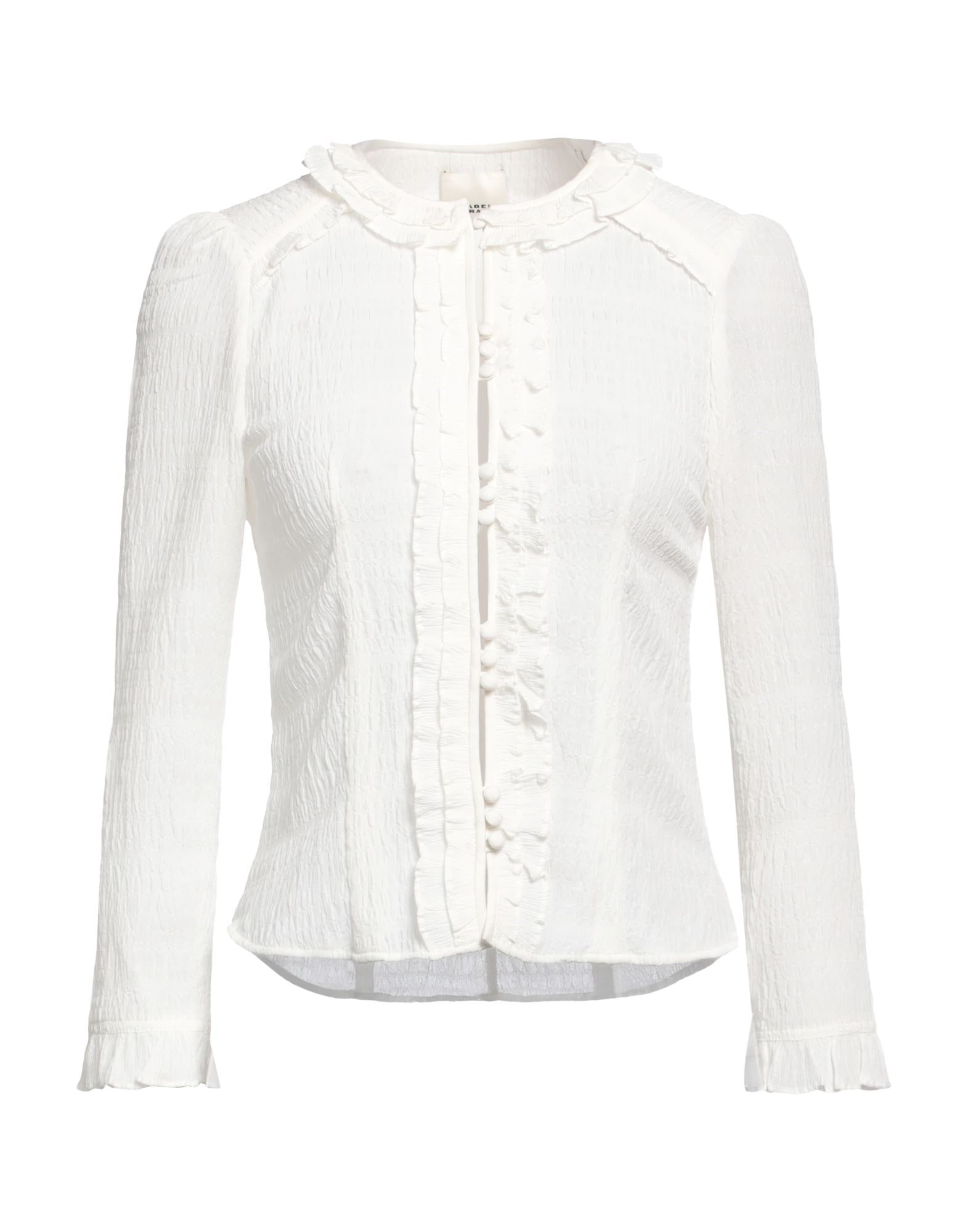 White Women's Solid Color Shirts & Blouses - 1