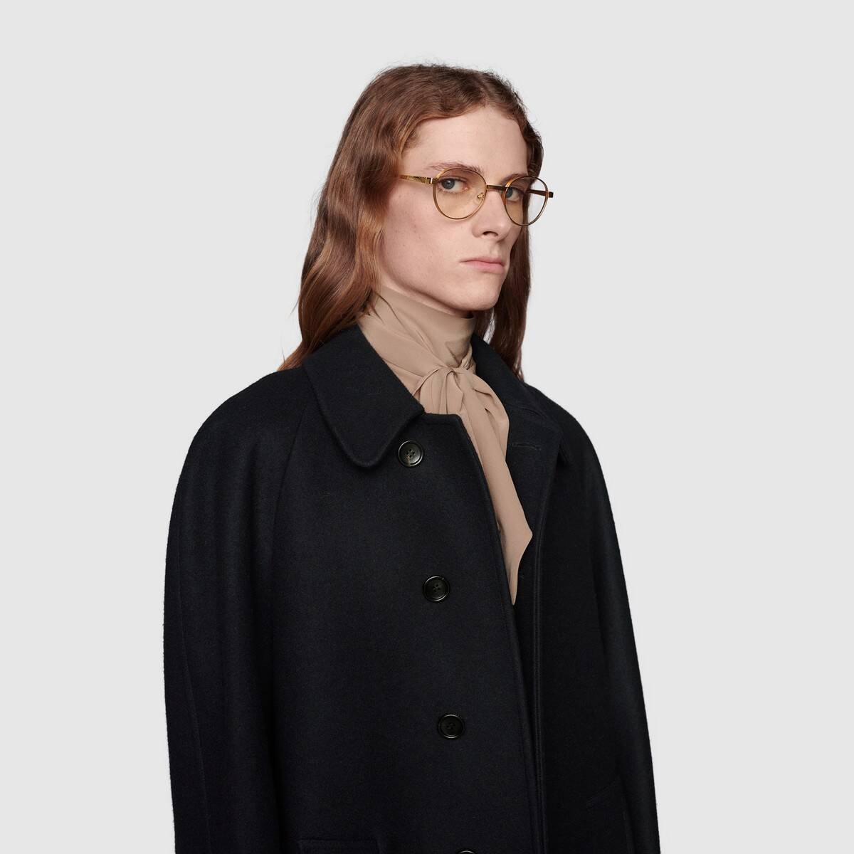 Wool loden coat with Gucci label - 5