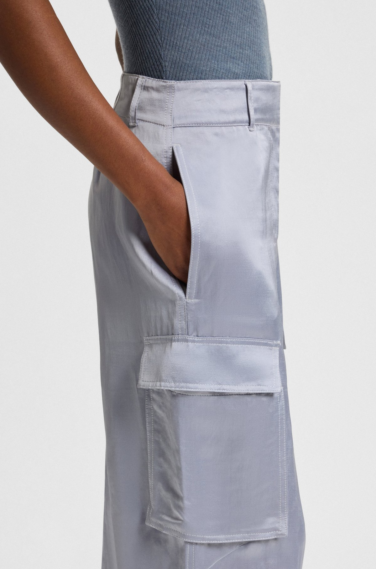 REGULAR-FIT TROUSERS IN SATEEN - 5