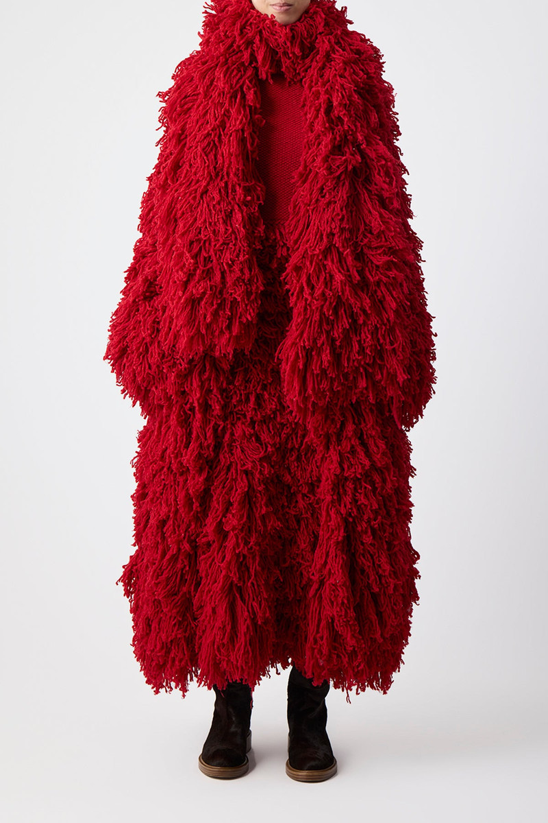 Hargreaves Knit Scarf in Scarlet Red Virgin Wool Cashmere Silk 6