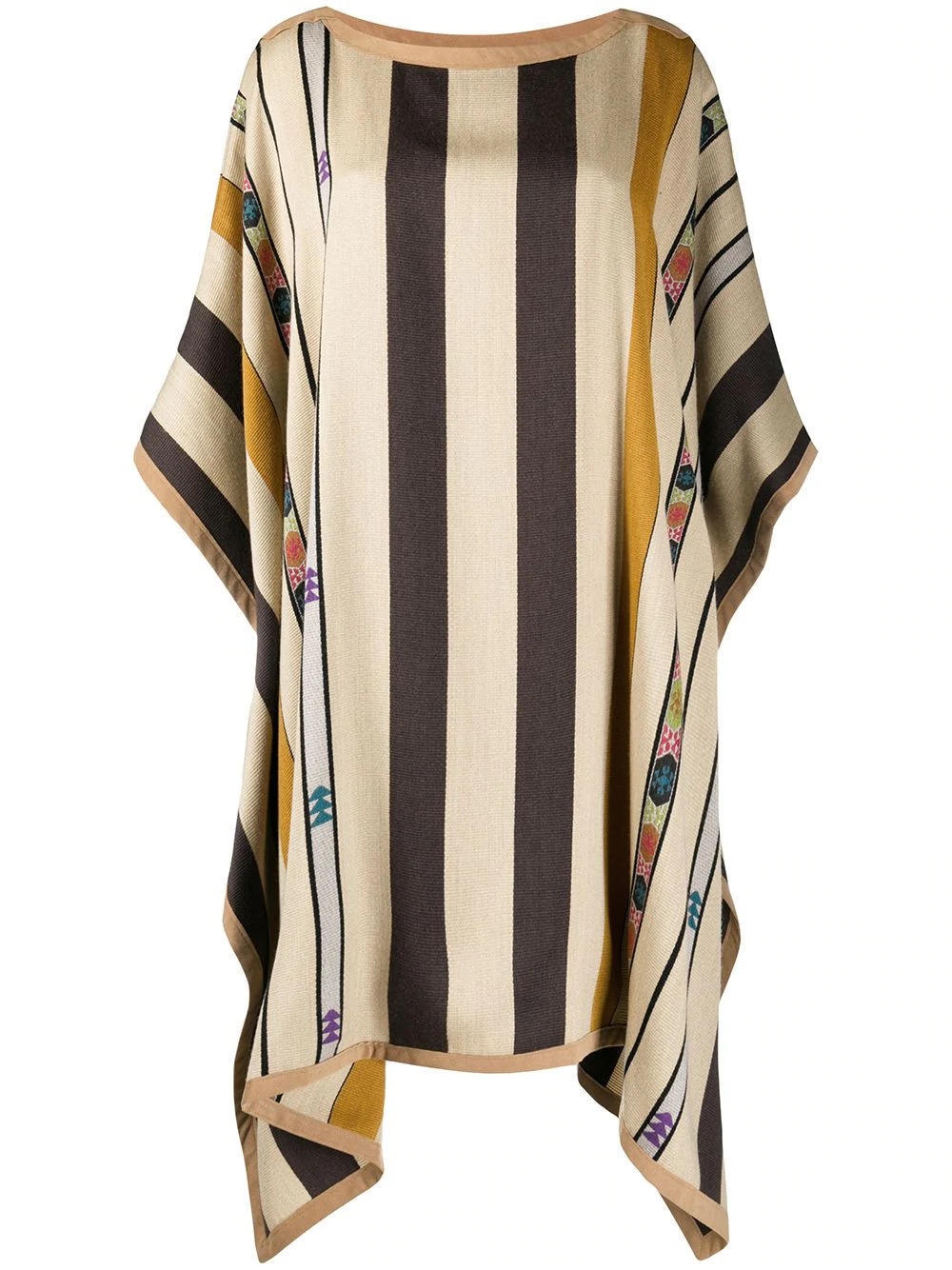 stripe-pattern poncho - 1