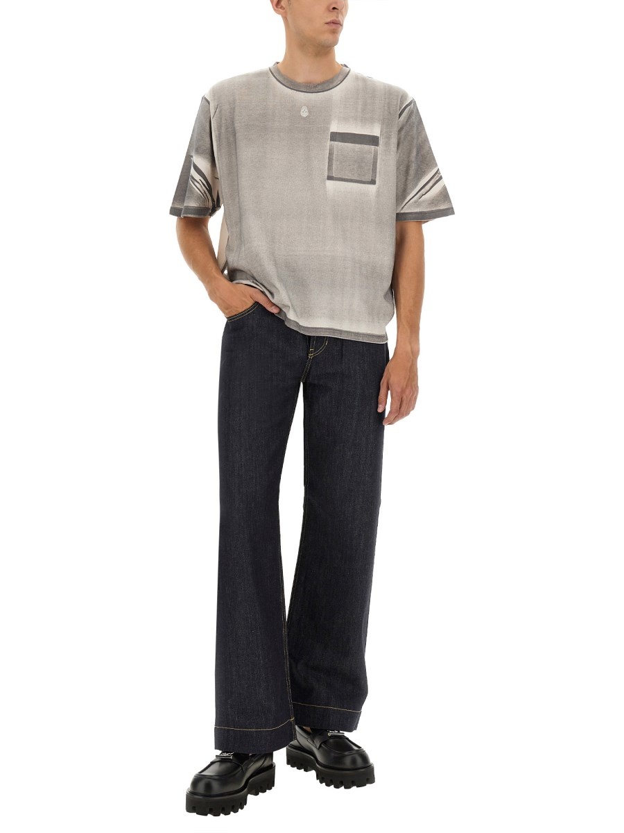 CROPPED COTTON T-SHIRT OVERDYED BLEACHED EFFECT - 2