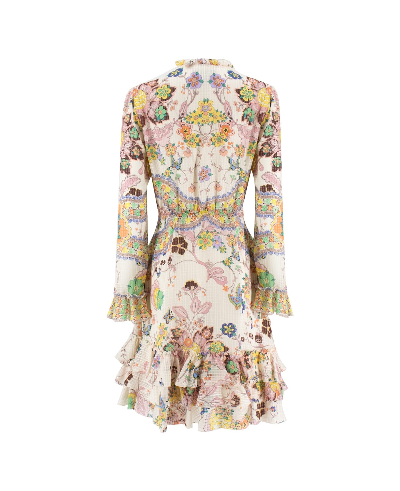Mock-neck Ruffled Mini Dress - 2