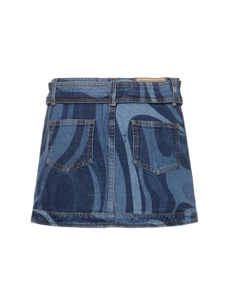 Denim mini skirt w/belt - 3