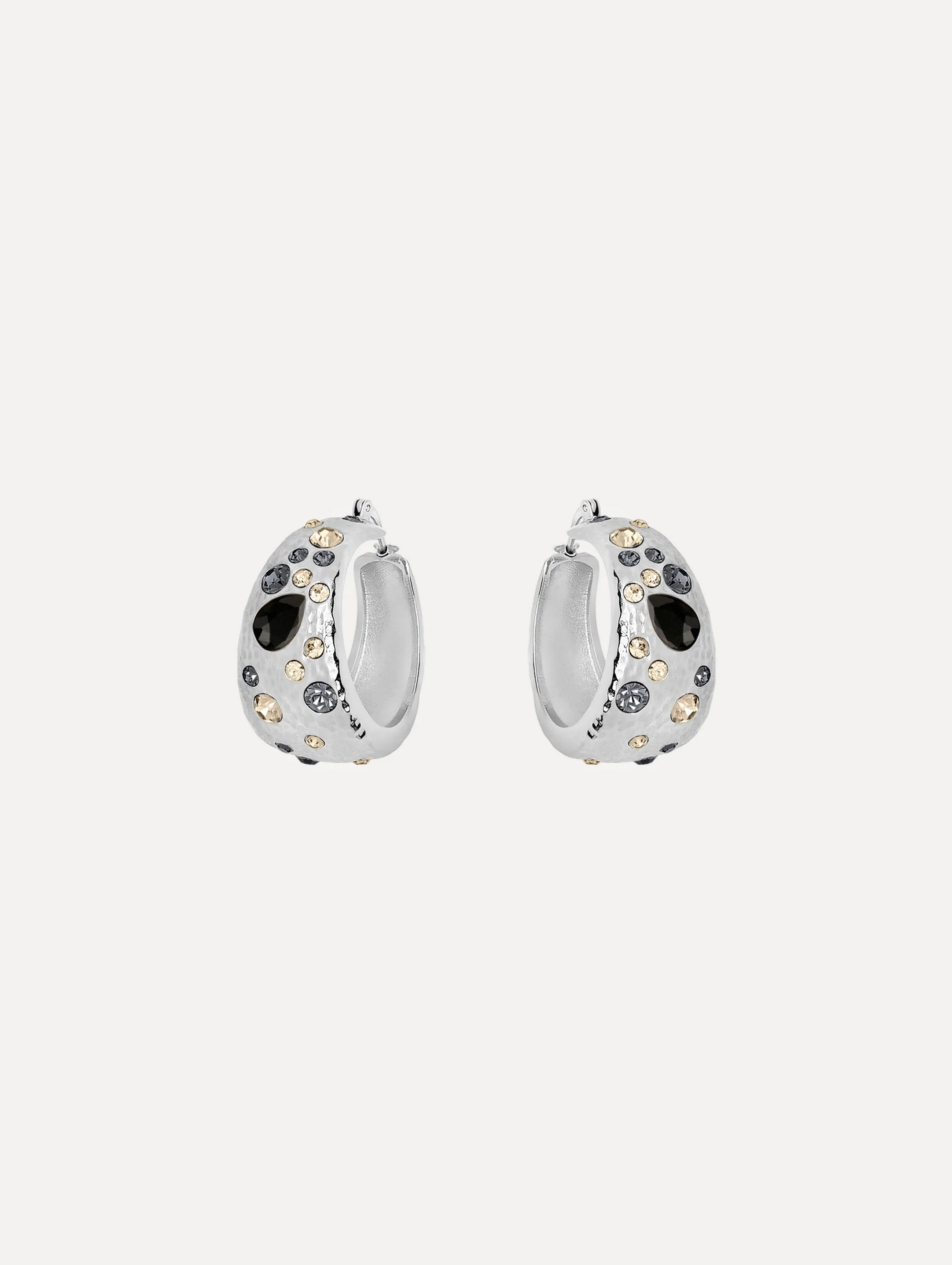 MIXED CRYSTAL HOOP EARRINGS - 1