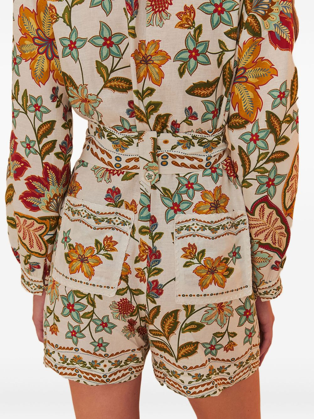 floral-print belted playsuit - 4