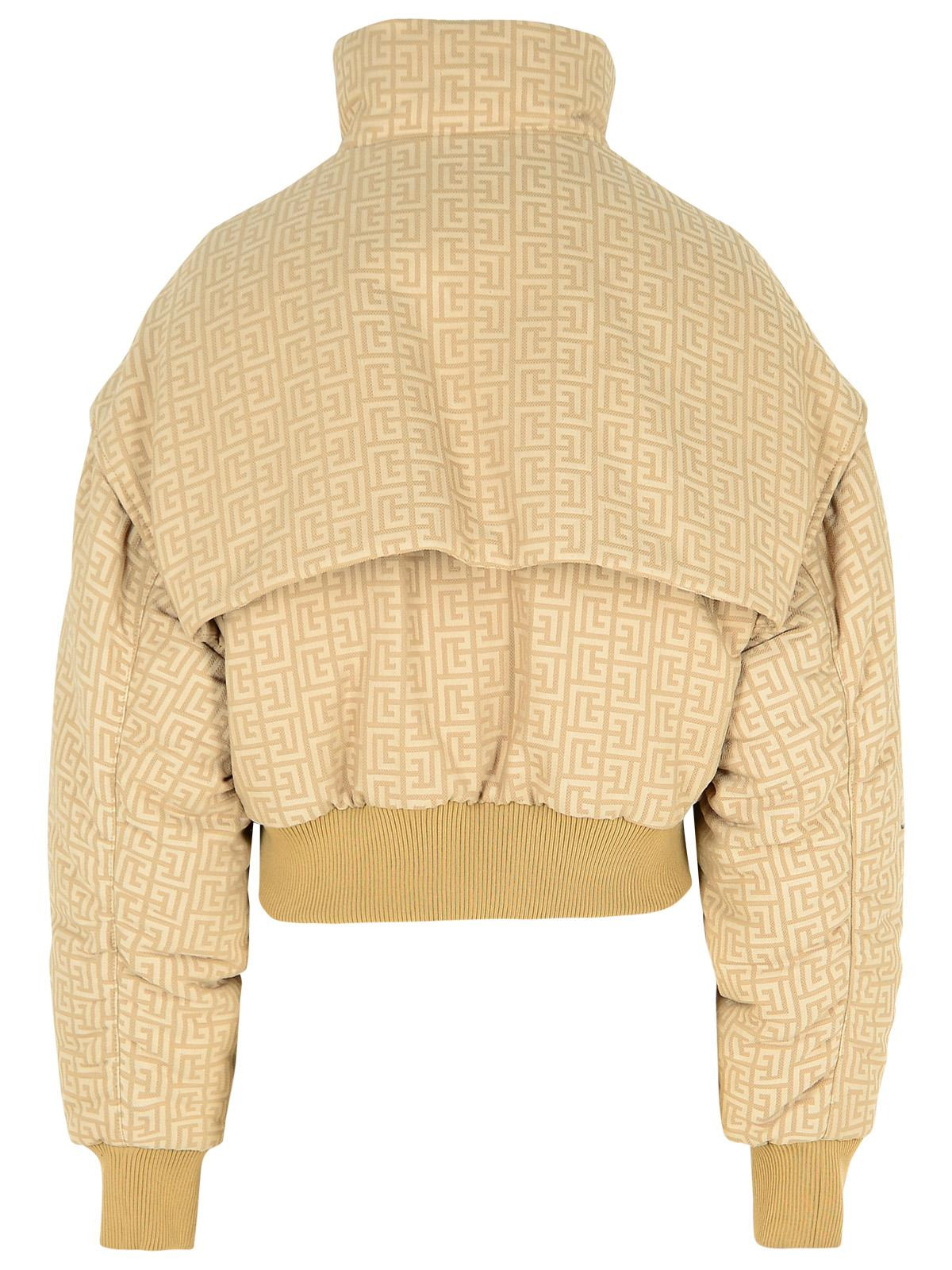 Balmain Beige Jacquard Bomber Jacket Women - 3