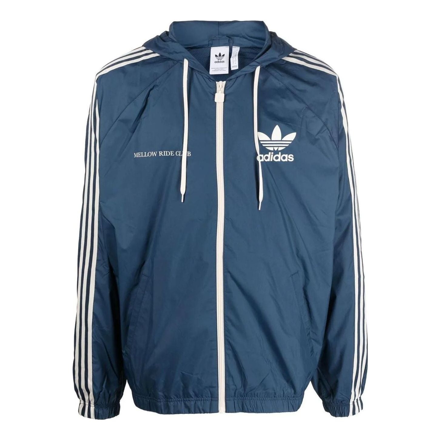 Men's adidas originals Logo Printing Pattern Hooded Drawstring Sports Jacket Blue HL9281 - 1