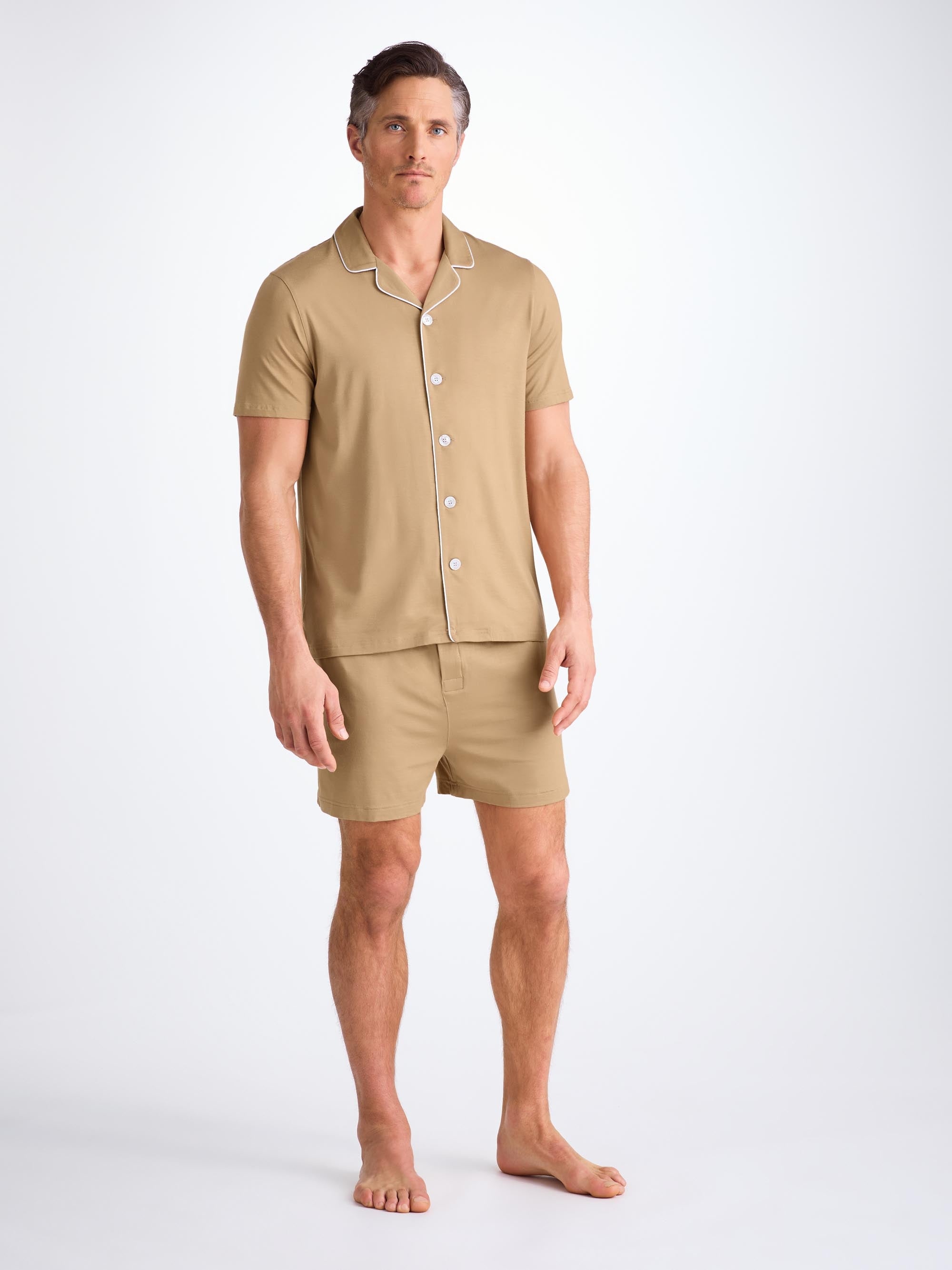 Men's Short Pajamas Basel Micro Modal Stretch Camel - 3