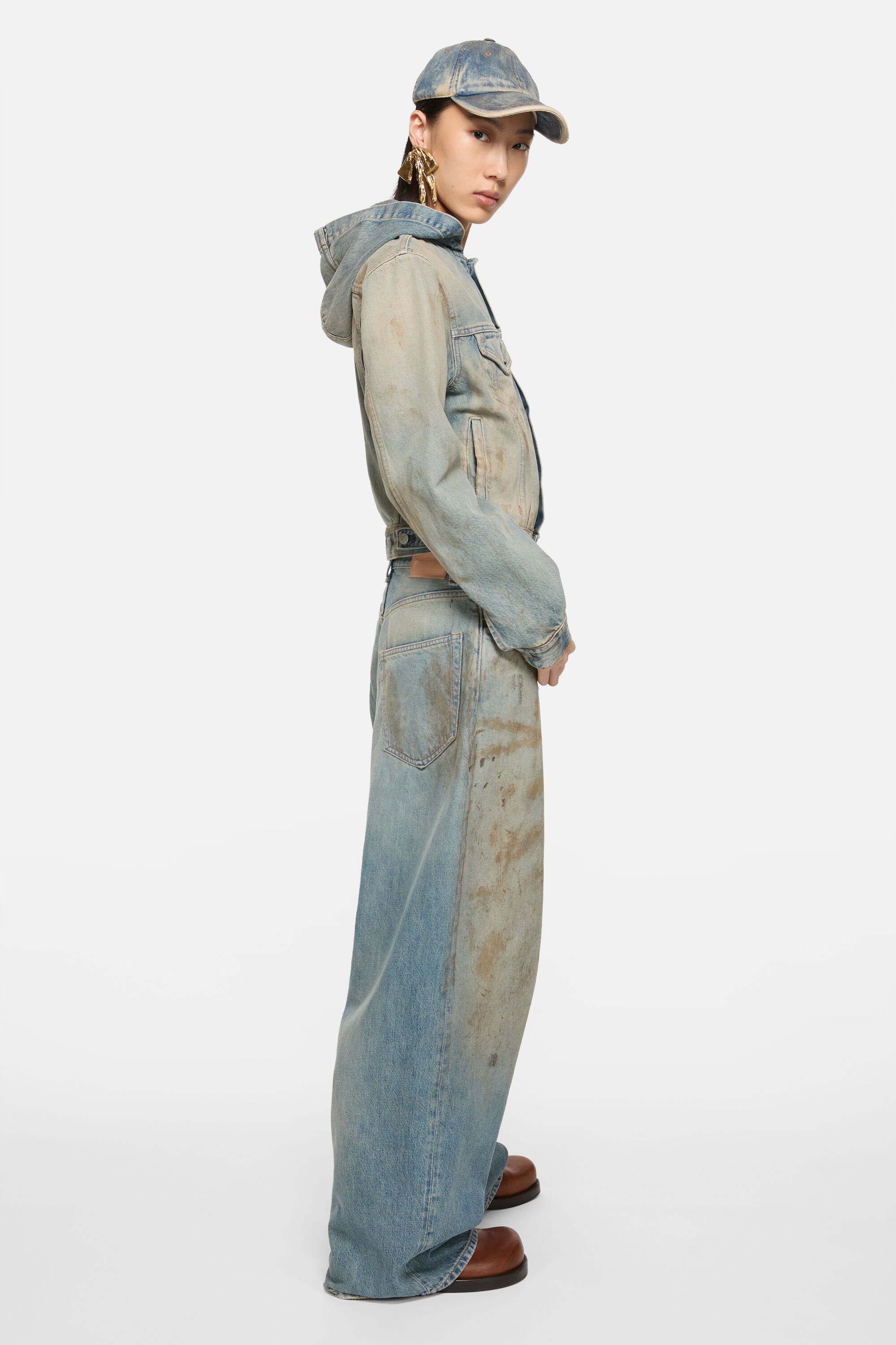 Denim jacket with hood - Mid Blue - 4