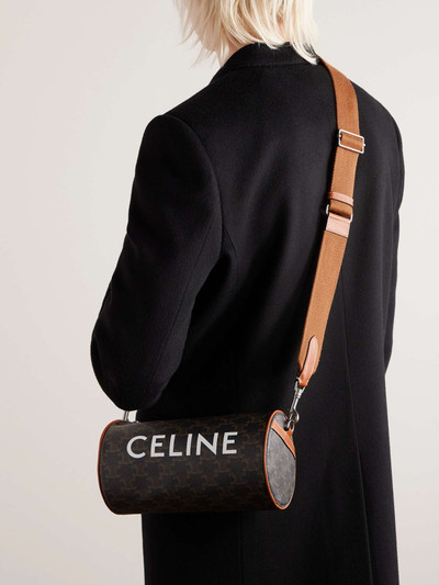 CELINE Triomphe Leather-Trimmed Monogrammed Coated-Canvas Messenger Bag outlook