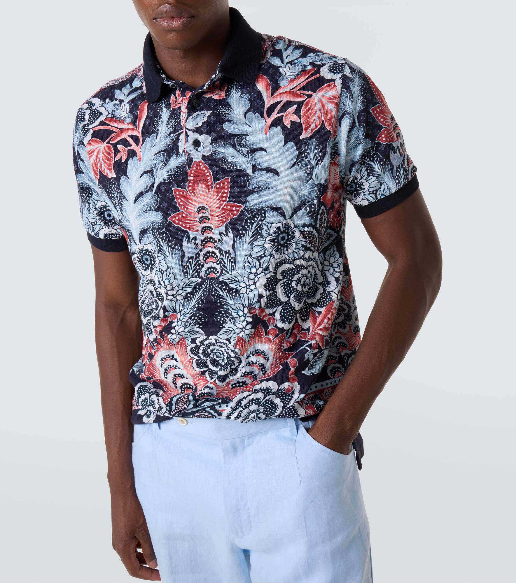 Paisley cotton piqué polo shirt - 5