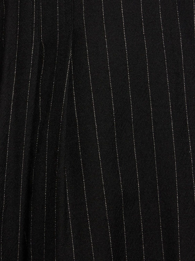 Pinstripe wool blend wide leg pants - 2