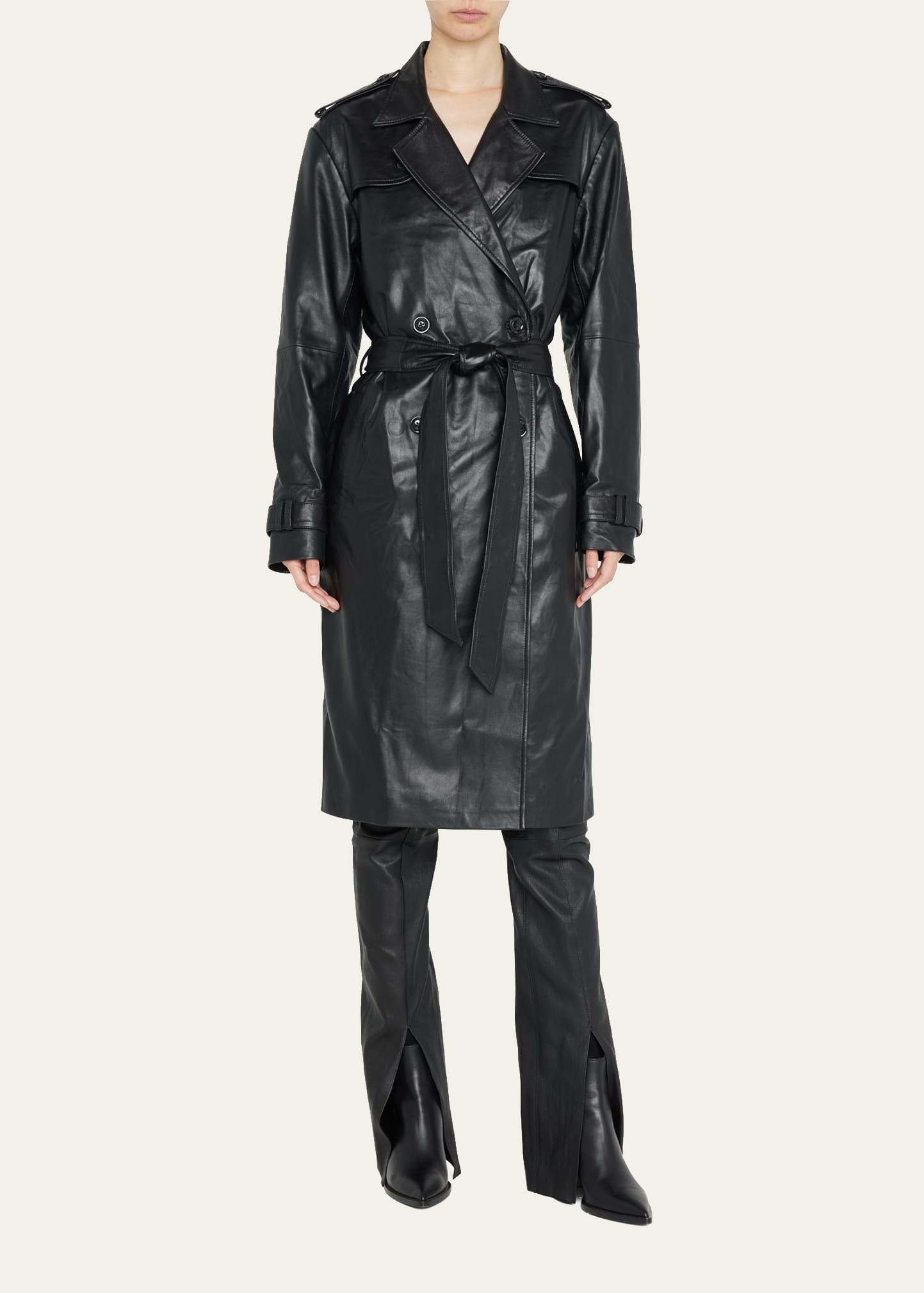 Leather Trench Coat - 2