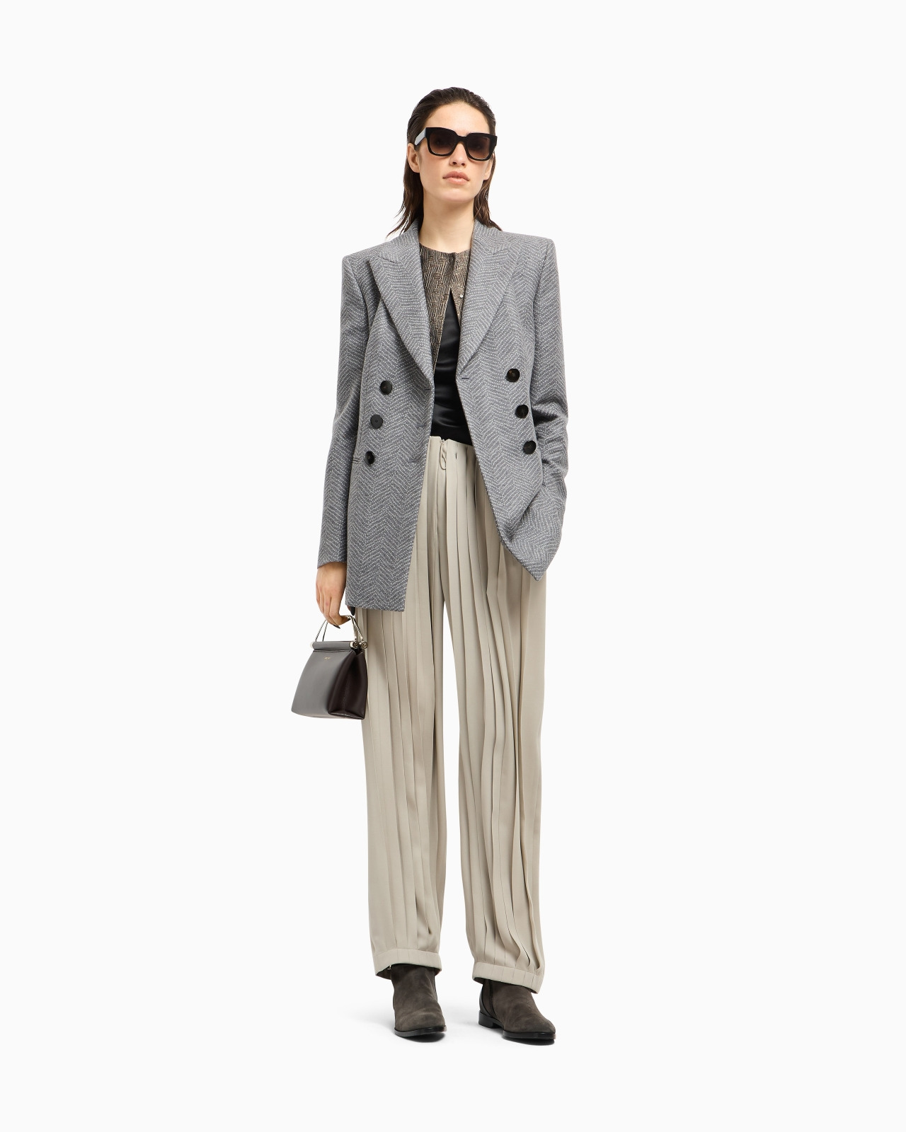 ASV DOUBLE-BREASTED JACKET IN VIRGIN WOOL AND CASHMERE CHEVRON JACQUARD - 2