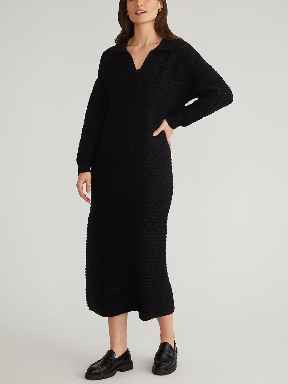 Raya: Pointelle Polo Dress - 1