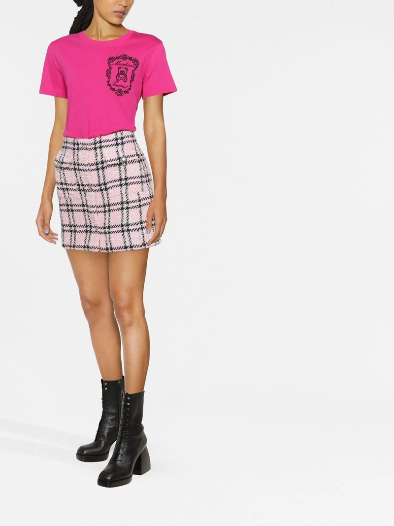 Moschino flocked-Teddy logo T-shirt outlook