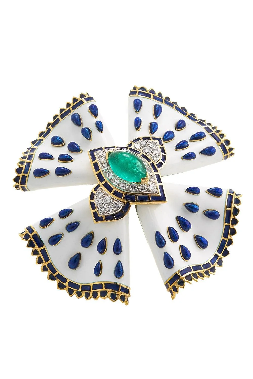 Emerald White Heraldic Brooch - 1