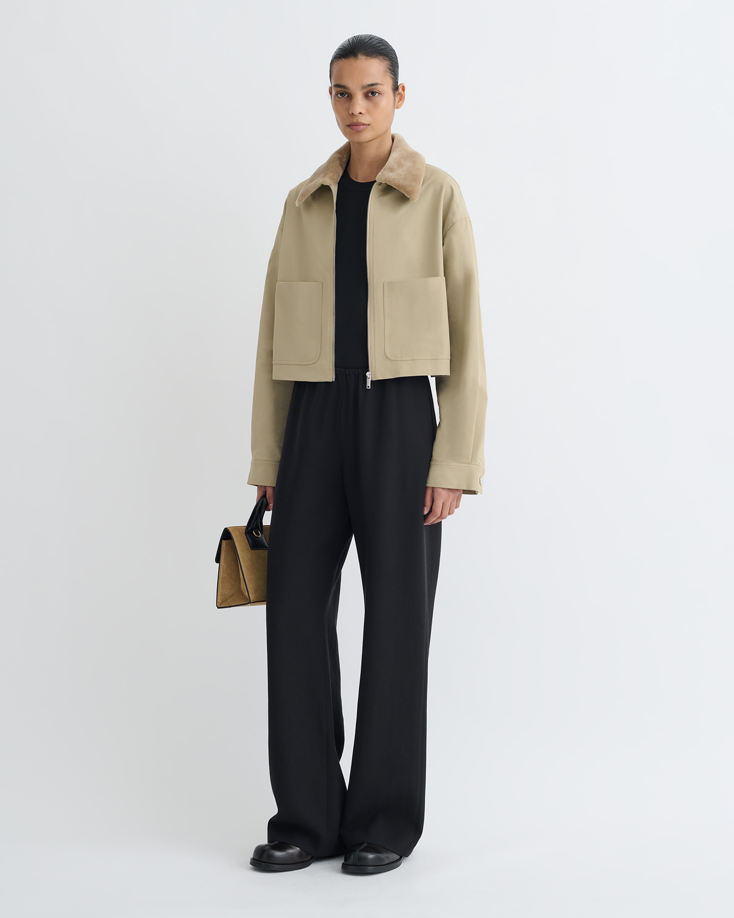 Cropped Tech Twill and Faux Fur Jacket - 3
