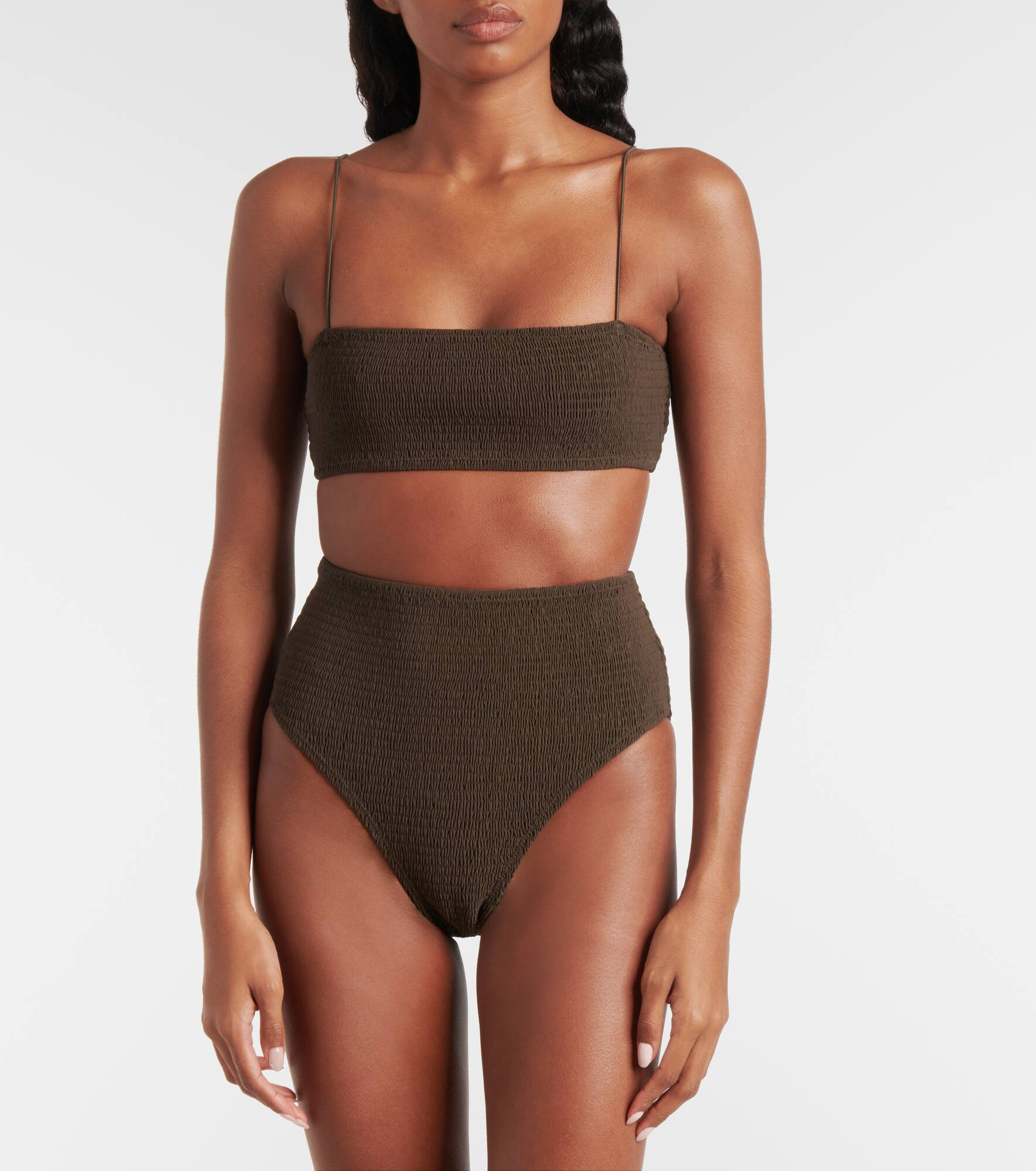 Shirred jersey bikini top - 2