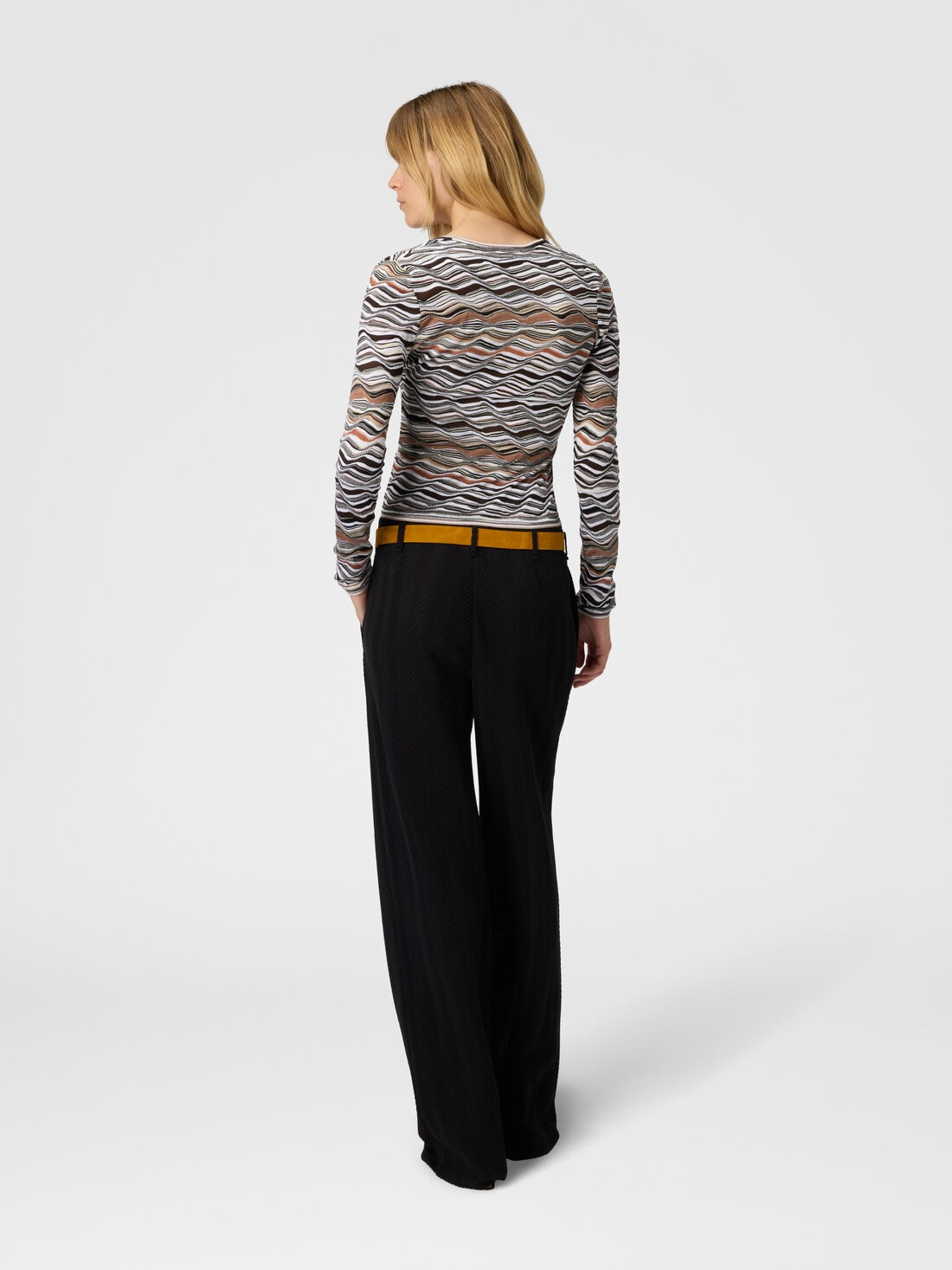 Buttoned Cardigan with Wave Pattern - 3