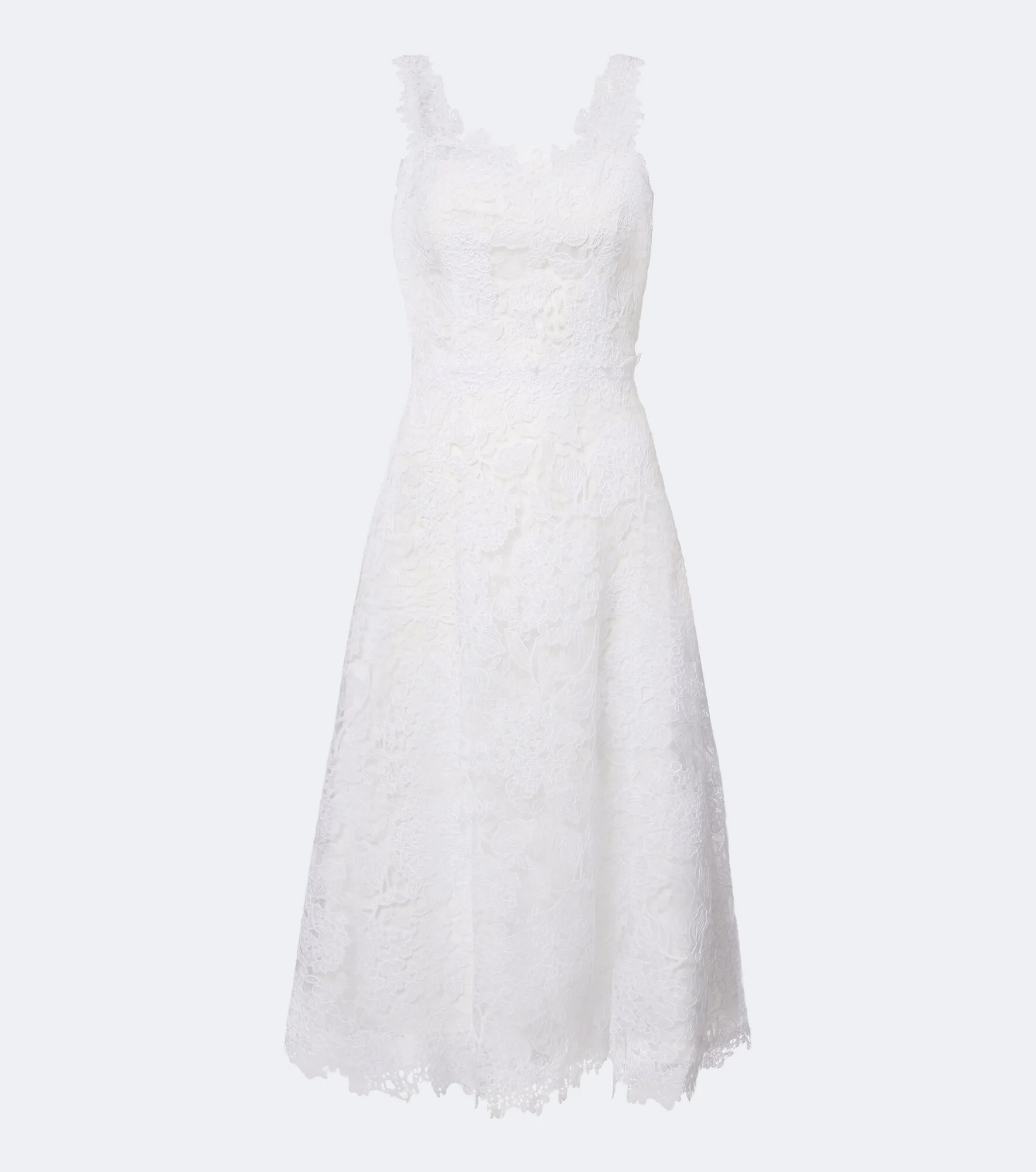 Floral guipure lace midi dress - 1