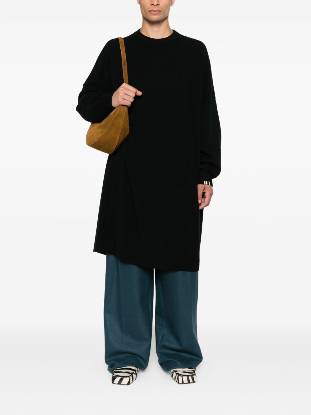 round-neck ribbed sweater dress - 3