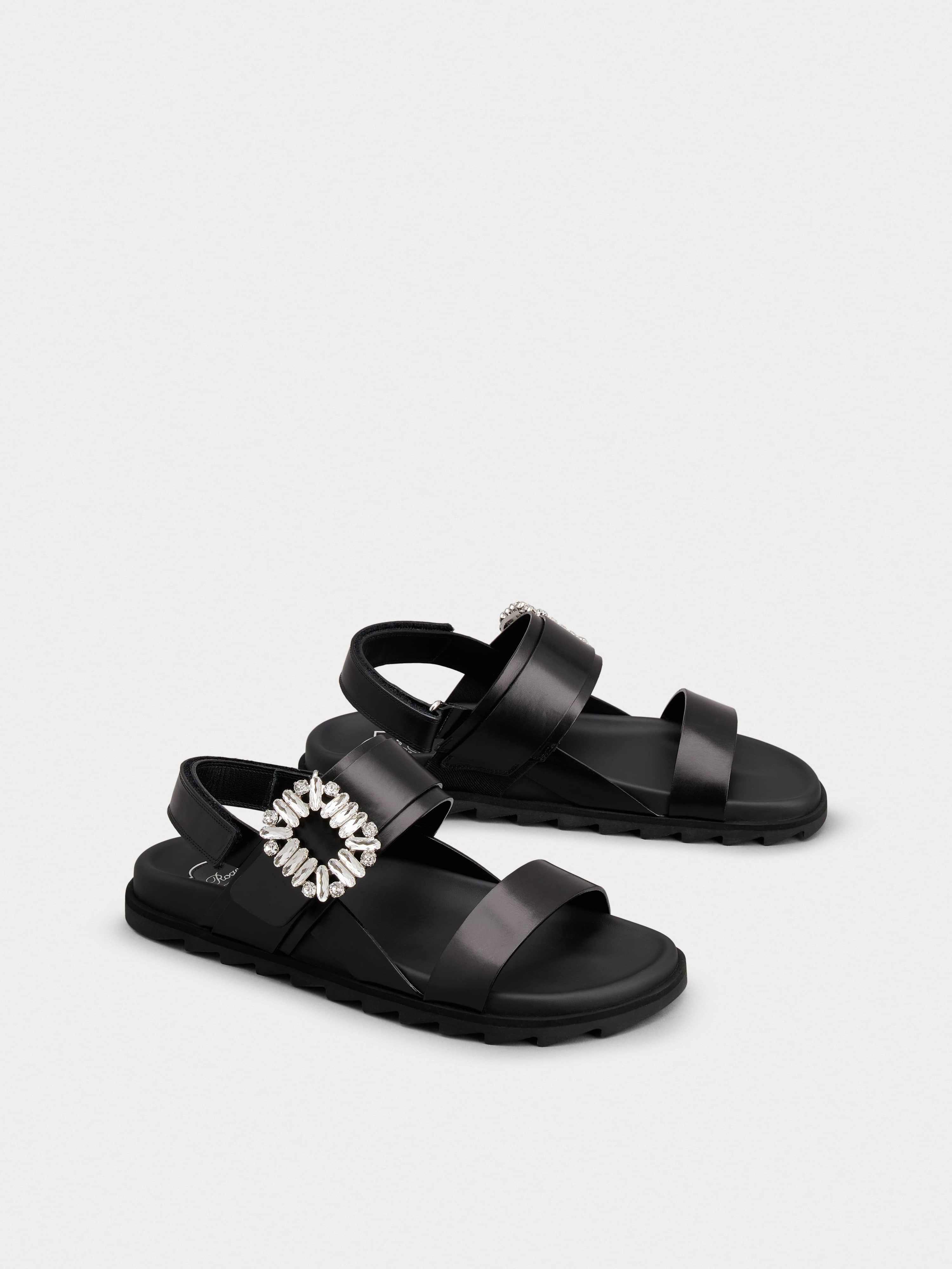 Slidy Viv' Strass Buckle Mules in Leather - 2