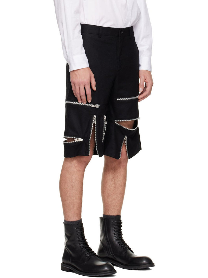 Black Wool Nylon Flannel Shorts 2