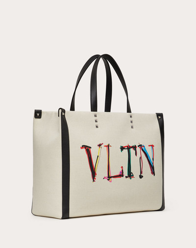 Valentino Medium VLTN Graph Canvas Tote Bag outlook