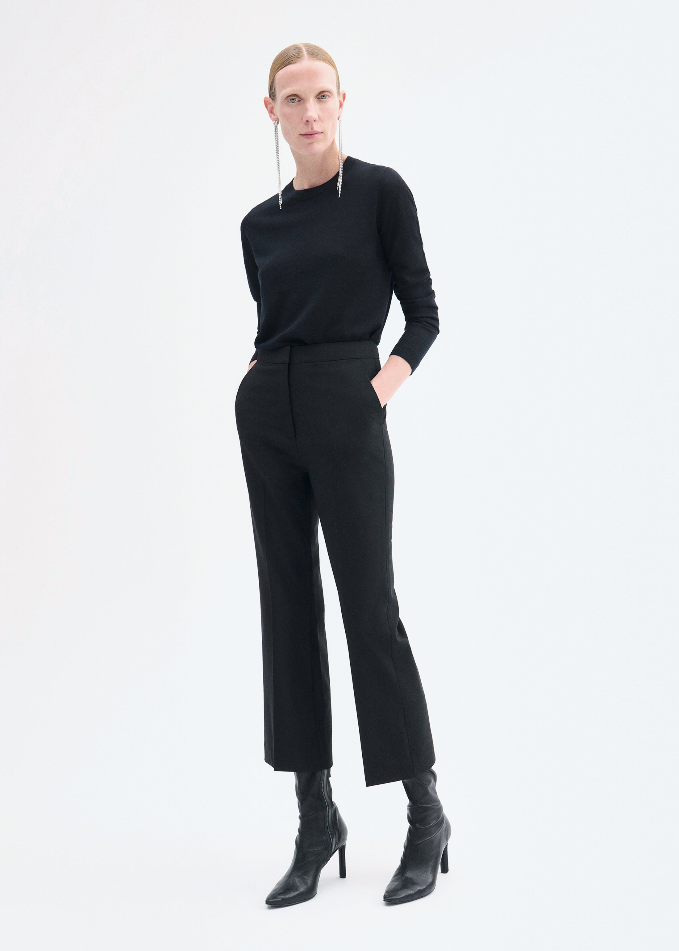 Cropped Cigarette Trouser in Virgin Wool - 2