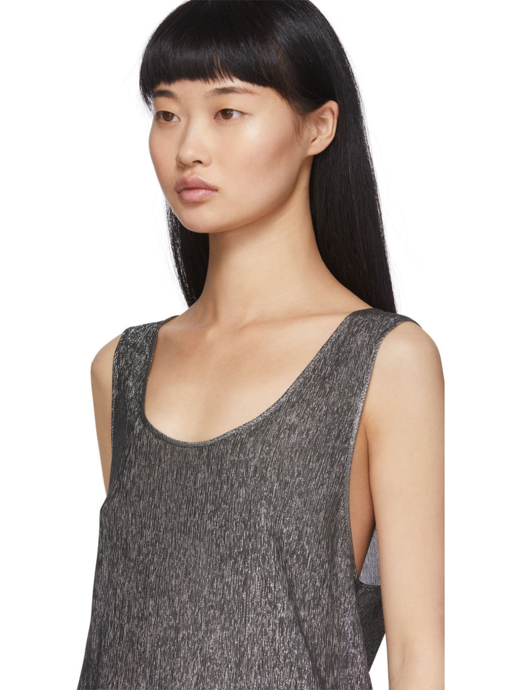 Silver Lamé Jersey Tank Top - 4