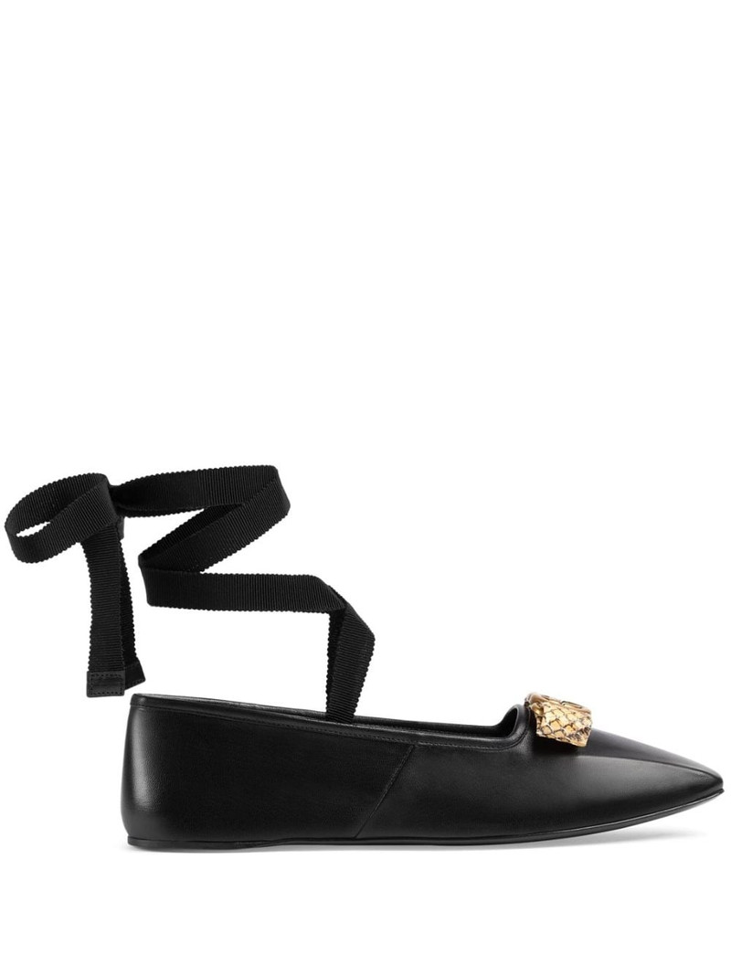 Interlocking G leather ballerina shoes - 1