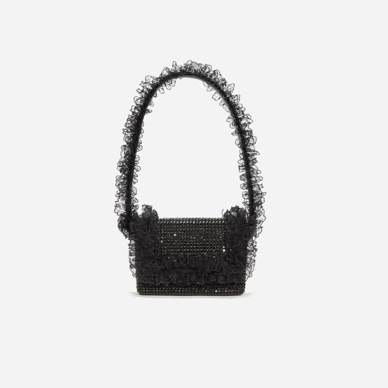 Black Crystal Lace Detail Bag - 1